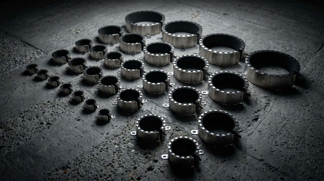 Модельний ряд протипожежних муфт різних діаметрів для інженерних мереж