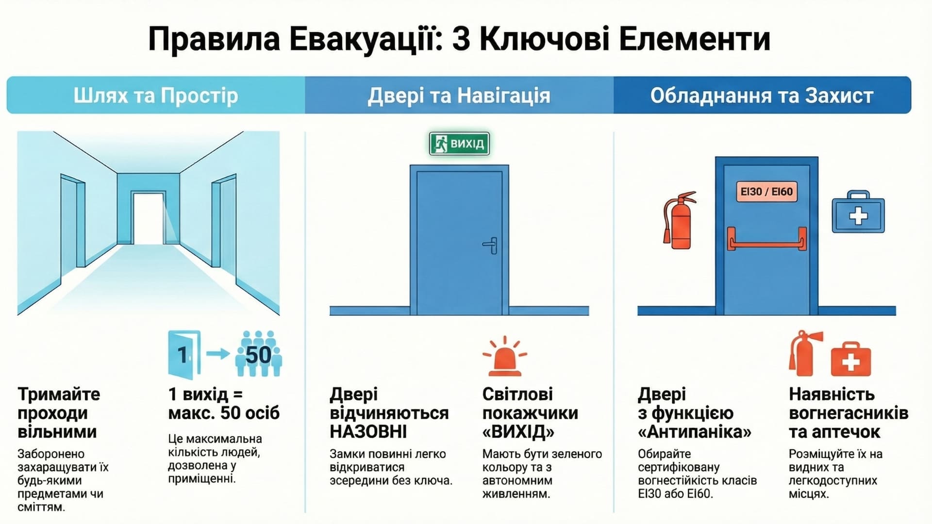 Інфографіка правил евакуації