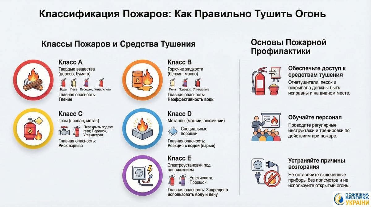 Класификация пожаров и средств тушения