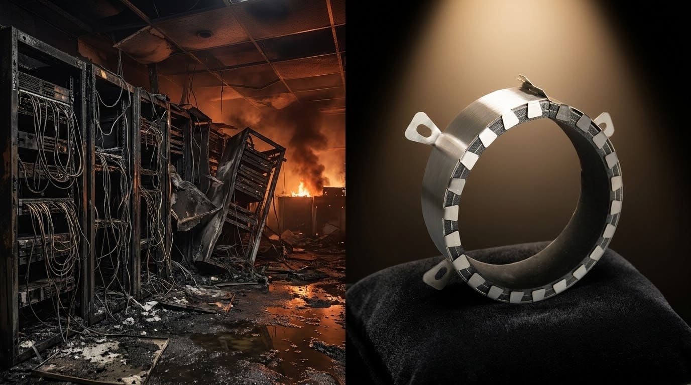 Порівняння наслідків пожежі в серверній та встановленої протипожежної муфти для труб