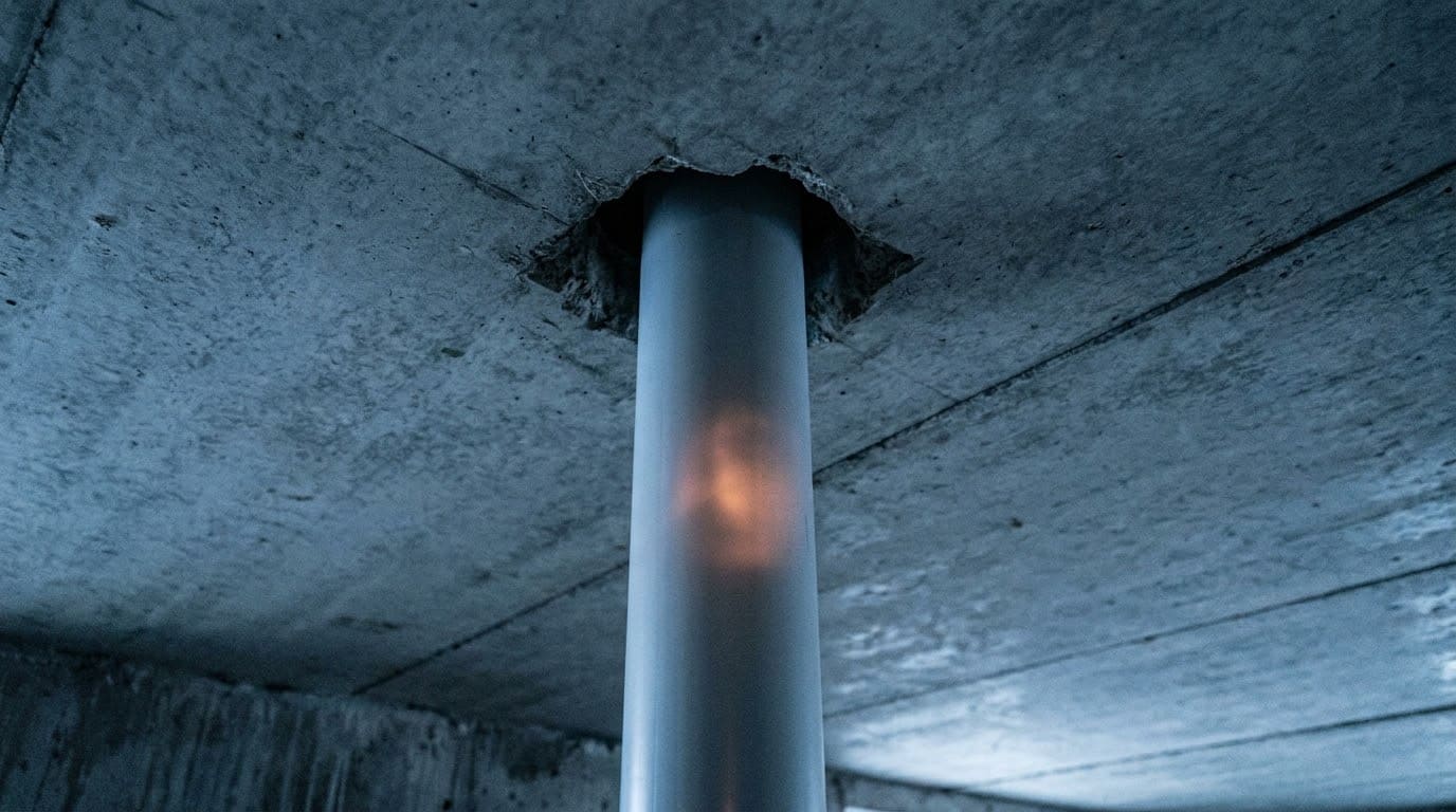 Типова помилка монтажу: незахищений зазор у місці проходу труби крізь стіну"