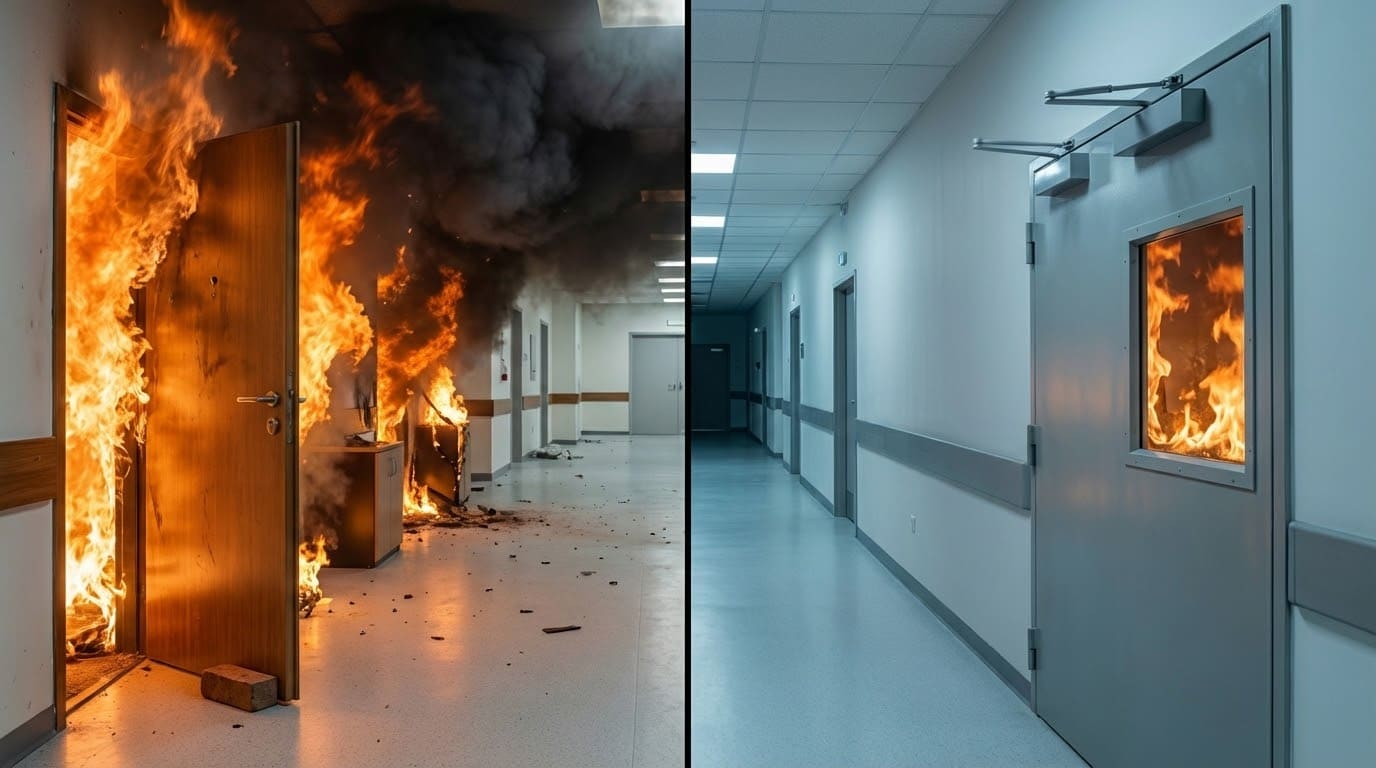 Порівняння вогнестійкості протипожежних дверей та звичайних конструкцій в умовах реальної пожежі
