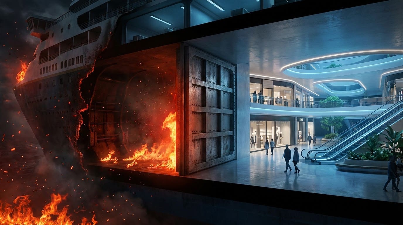 Концепція протипожежних перешкод у торговому центрі за аналогією з переборками корабля