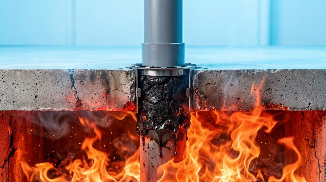 Забезпечення межі вогнестійкості EI трубної проходки через бетонне перекриття"