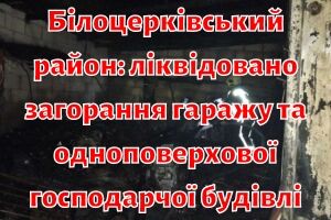 Білоцерківський район: ліквідовано загорання гаражу та одноповерхової господарчої будівлі