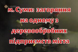 м. Суми: вогнеборці приборкали загоряння на одному з деревообробних підприємств міста