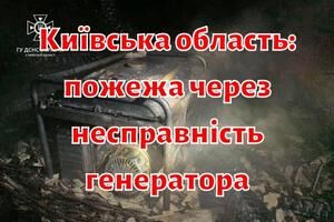 Київська область: ліквідовано пожежу, що виникла, ймовірно, через несправність генератора