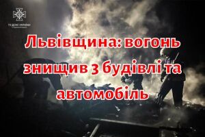 Львовщина: огонь уничтожил 3 здания и автомобиль