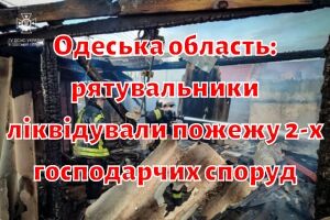 Одеська область: рятувальники ліквідували пожежу 2-х господарчих споруд