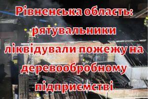 Рівненська область: рятувальники ліквідували пожежу на деревообробному підприємстві