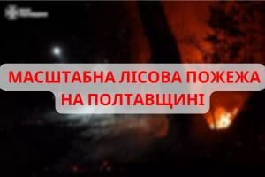Рятувальники продовжують ліквідацію масштабної лісової пожежі на Полтавщині