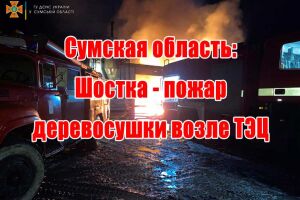 Сумська область: Шостка - пожежа деревосушарки біля ТЕЦ