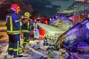 У Києві в результаті ДТП загорілася "Skoda Fabia"