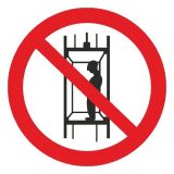 Знак Забороняється користуватися ліфтом для підйому/спуску людей d-150 с-к плівка фото 1